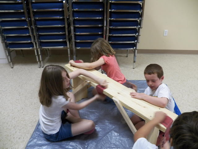Sanding the Gardening Bench