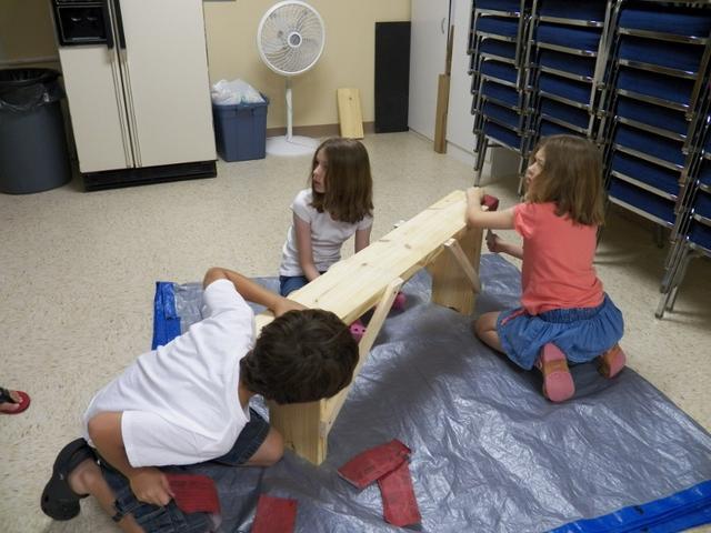 Sanding the Garden Bench