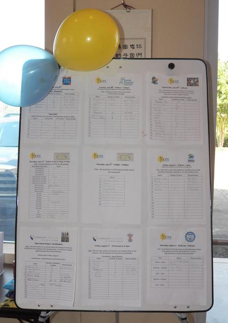 The Sign Up Board is filling up