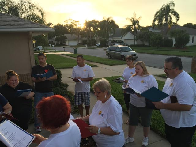 A beautiful sunset while caroling