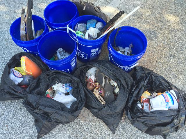 All the garbage we picked up in less than two hours (it was a pretty clean beach)